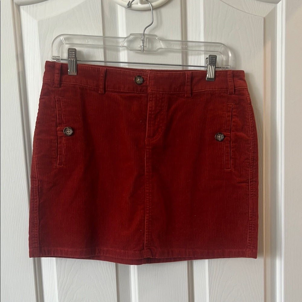 Burnt Orange Mini Corduroy Skirt